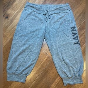 Gray Women's Capris with Navy Print